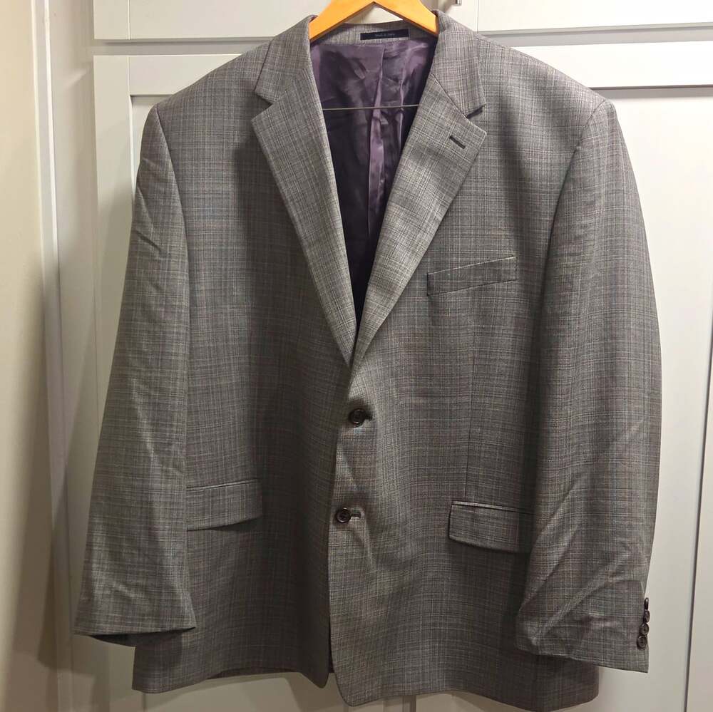 Lauren Ralph Lauren Men's Gray Plaid Silk Wool Tweed Sport Coat 52R Big & Tall